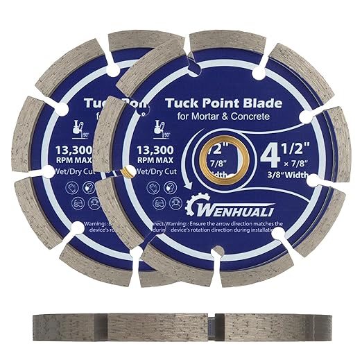4.5" Diamond Tuck Point Blade 2 Pack 3/8" Thick – Premium Tuck Pointing Tools for Mortar Joint Removal, Concrete & Brick Grout Repair, 7/8" Arbor, Fast Clean Cutting(2 Pack)