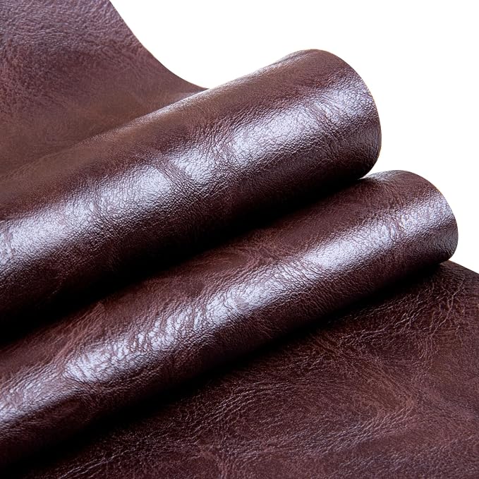 Faux Leather Fabric Sheet, 36 x 54 Inches, Texture Synthetic Material for DIY Crafts, Leather earings,Upholstery, Automotive, Sofa Projects Individual 1 Yard Cut (Dark Brown, One Yard)