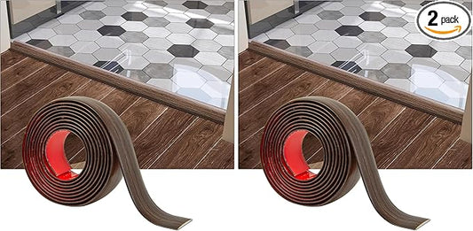 Art3d 4 FT Self Adhesive Vinyl Floor Transition Strip, Laminate Strip Flat Divider for Joining Gaps,Carpet Threshold Transition,Floor Tiles（1.57in, Brown） (Pack of 2)
