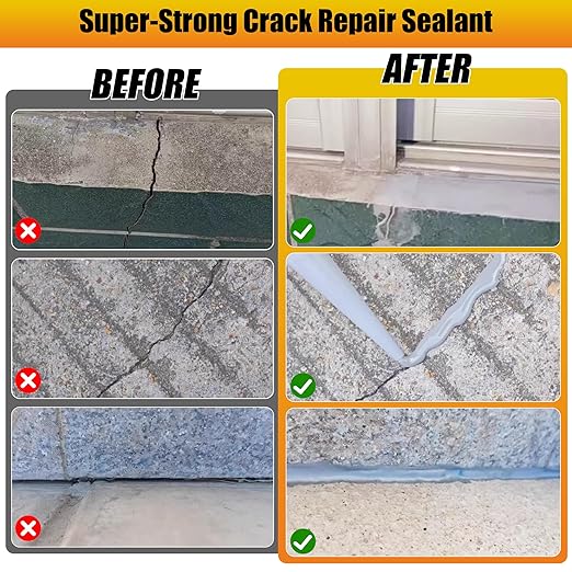 MOSAMNI Concrete Crack Filler, Self Leveling Cement Crack Sealant, Quick-Drying Sealing Adhesive Repair Sealer for Driveways, Sidewalks, Patios, Waterproof Outdoor Joint Caulking Glue, Gray