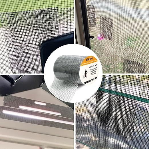 Fiberglass Window Repair Tape 4in X 15FT, Waterproof Screen Repair Kit for Mesh Screens, Instantly Covers Holes and Tears (Gray)