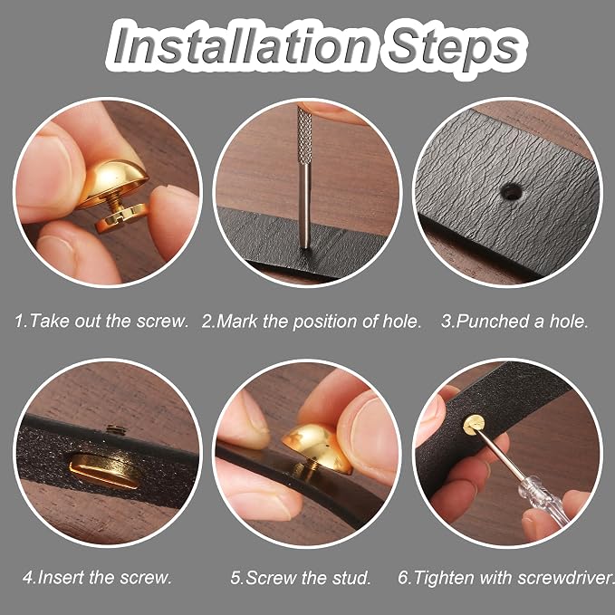 Notgia 8 Sets 12MM Purse Hardware Brass Studs for Clothing Rivets for Leather Purse Feet for Handbags Spikes and Studs for Repair and Decorate Clothing Shoes Belt Pet Collar Leather Craft (Silver)