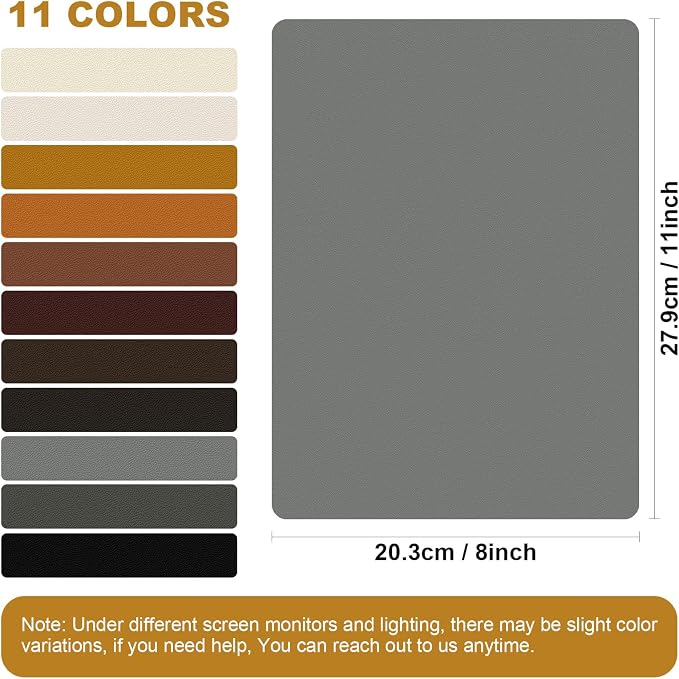IANZE 2Pcs Leather Repair Patch, Self Adhesive Leather Repair Patch for Car Seats, Couches, Furniture, Sofa, Handbags, Office Chair (Light Grey)