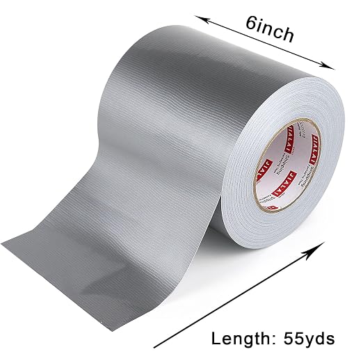 JIALAI HOME Duct Tape 6" Wide, 6 inch Wide Duct Tape Heavy Duty Waterproof 55 Yards (164 ft) Silver, UV Resistant for Crafts, Home Improvement, Repairs, & Projects