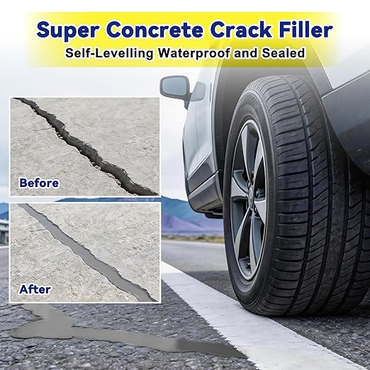 Concrete Crack Filler, High Elasticity Self Leveling Cement Magic Crack Filler for Concrete, Fast Drying, Repairs Cracks in Driveways, Patios, Sidewalks, Indoor and Outdoor - Grey (4pcs)