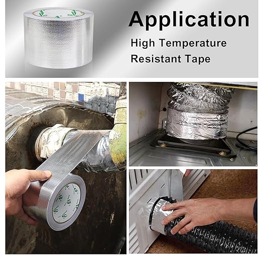 BOMEI PACK Adhesive Aluminum Foil Heat Shield Tape Barrier 3in x 66ft, Fiberglass Thermal Insulation Reflective Material High Temp Protection