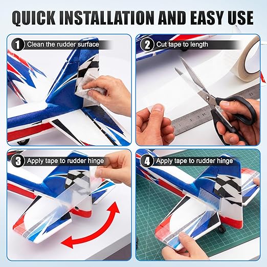 2" x 10 Yards Foam RC Plane Hinge Tape, Model Airplane Hinge Control Surface Tape for Aileron Elevator Rudder, Flexible Transparent Adhesive for Foam RC Airplane Repair, 1 Roll
