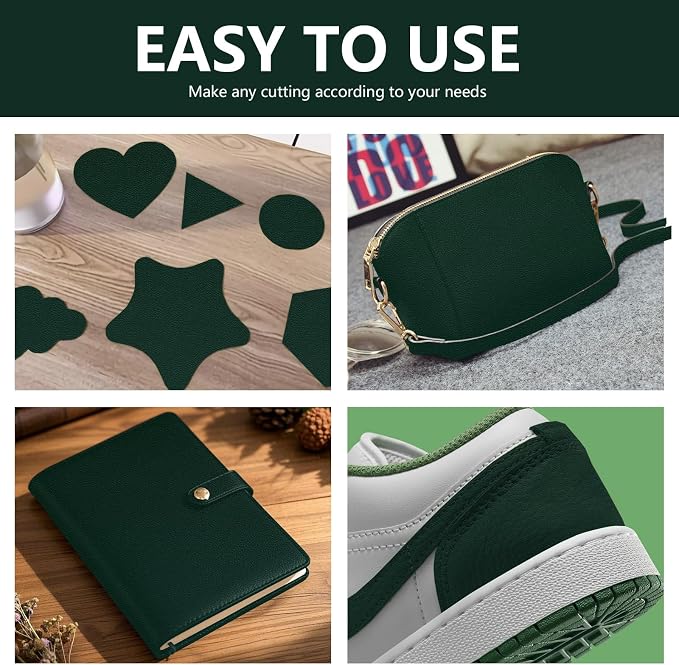 Leather Repair Patch 15.7x240 inch Large Self-Adhesive Leather Repair Tape Vinyl Leather Repair Kit for Sofa Car Seats Chairs Shoes Bags Damaged Leather Furniture (Green)