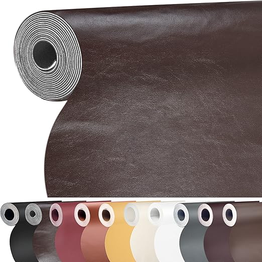 Leather Repair Patch, Self-Adhesive Leather Repair Tape, Large Reupholster Leather Patches for Furniture Couch Chairs Car Seat (Smooth Weave Brown, 36x79 inch)