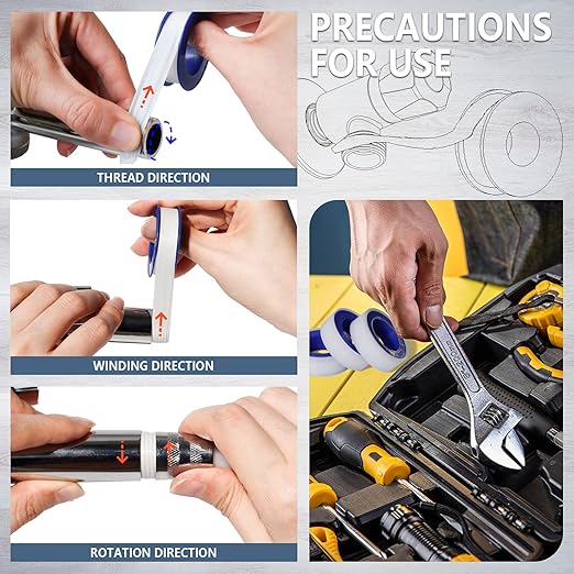 MEBMIK 8 Rolls Teflon Tape, 1/2 Inch X 520 Inches, PTFE Plumbers Tape, Thicker, Water Pipe Sealant, Prevent Leakage