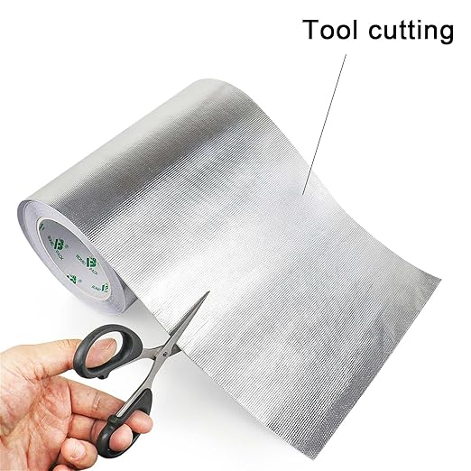 BOMEI PACK Adhesive Aluminum Foil Heat Shield Tape 1Pack 8inch x 66ft, Barrier Fiberglass Thermal Insulation Reflective Material High Temp Protectionn