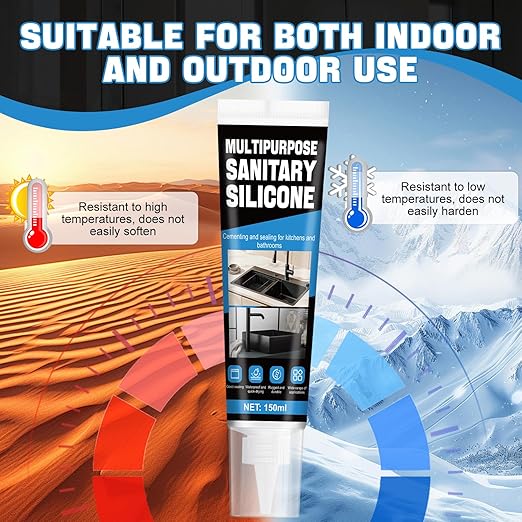 Black Silicone Sealant Waterproof, RTV Silicone Caulk for Outdoor and Indoor, High Temp Silicone Adhesive for RV, Window, Bathroom, Shower, Tub Caulking, Big Stretch Black Caulk,150ml