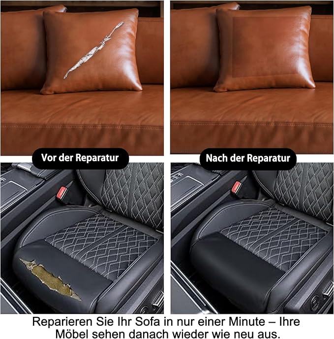 Leather Repair Tape,3.9 x 63 Inches Self Adhesive Leather Repair Patch,Vinyl Leather Repair Kit for Furniture,Couches,Car Seats,Sofas,Office Chairs, Gray
