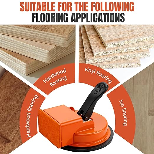 Heavy Duty Floor Gap Fixer Tool, Carbon Steel Material & Enhanced Suction Cup.90°Striking Surface Floor Gap Repair Tools,with 5pcs Sticky Pads for Laminate, Vinyl, Wood Floor Gap Repair Tool