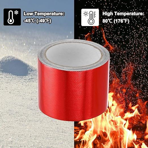 PATIKIL Awning Repair Tape 3-1/8" x 26ft Waterproof Canvas Tape High Adhesive Tear Repair Patch Kit for PVC Tarpaulin Tent Awning Fabric RV Sail Boat Cover, Red
