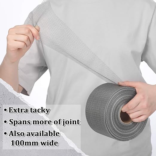 350 ft x 4 Inch Cement Board Joint Tape Self Adhesive Durable Gray Fiberglass Mesh Drywall Mesh Repair Tape for Cement Board Joints Repairing, Sealing and Strengthening