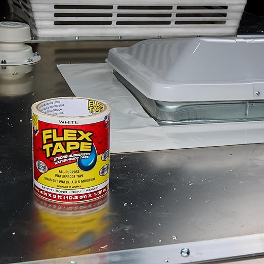 Flex Tape, Original Thick Flexible Rubberized Waterproof Tape - Seal and Patch Leaks, Works Underwater, Indoor Outdoor - Home RV Roof Plumbing and Pool Repairs, White, 12 in x 10 ft, Pack of 1