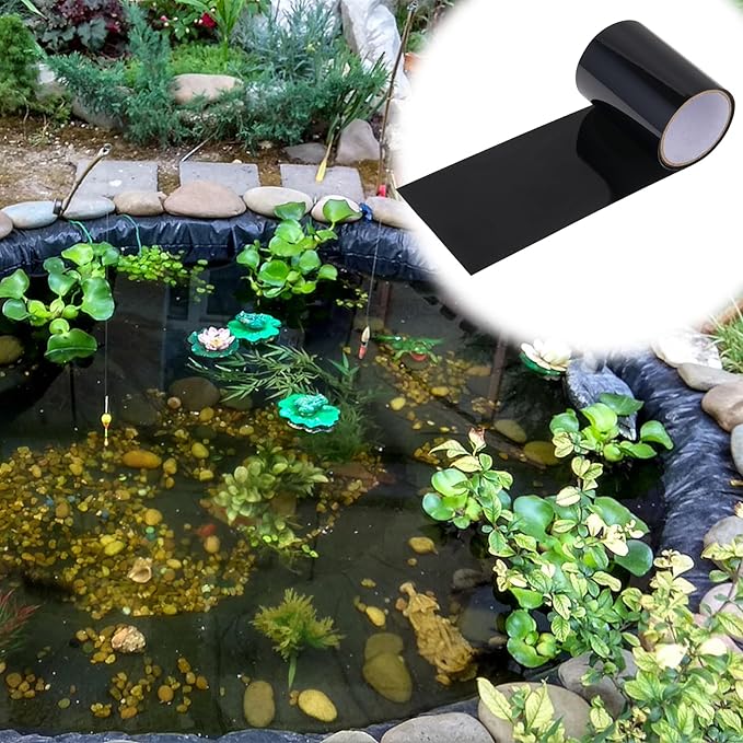 60”x 4” Pond Liner Seam Tape Single Sided PVC Waterproof Adhesive Tape for EPDM Liners Waterproof Pond Repair Kit Thickened Peel and Stick Seam Tape for Outdoor Roof Garden Cover Patch Repair