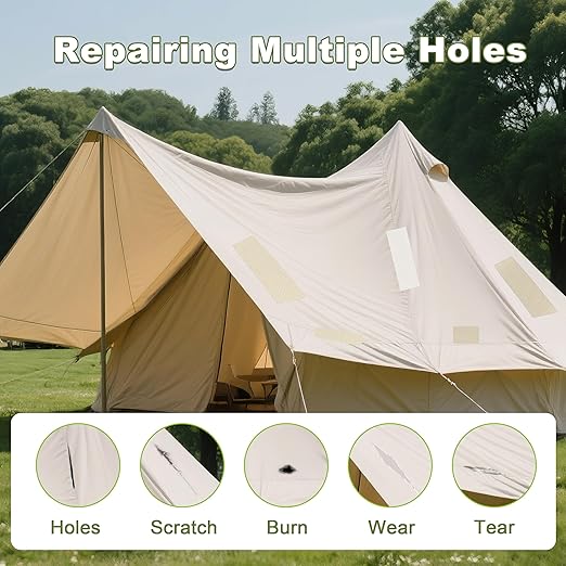 Besezx Canvas Repair Patch,Outdoor Gear Patch,7.87x5.9 Inches 8PCS,Waterproof Self-Adhesive Fabric Repair Tape for Repairing Boat Covers,Sun Shades,Sofas,Tents,Lounge Chairs,Awnings (Off White)