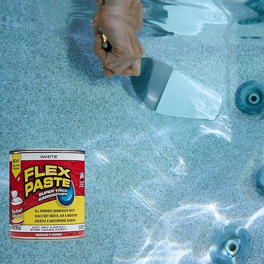 Flex Paste, Waterproof Paintable Putty, Spackle Sealant, Fill Gaps Cracks Holes - Block Out Water and Air - UV Resistant - Walls, Drywall, EPDM, Concrete, Roof, RV Repairs, White, Quart