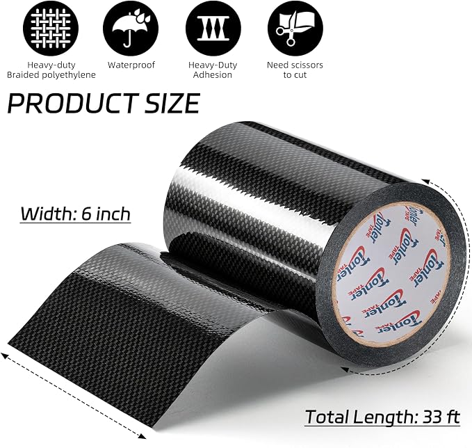 RV Underbelly Tape, Waterproof Flexible Permanent Sealing Adhesive Patch, Heavy Duty Tear Repair Tape for Mobile Home, Camper and Travel Trailer（6" x 33' ）