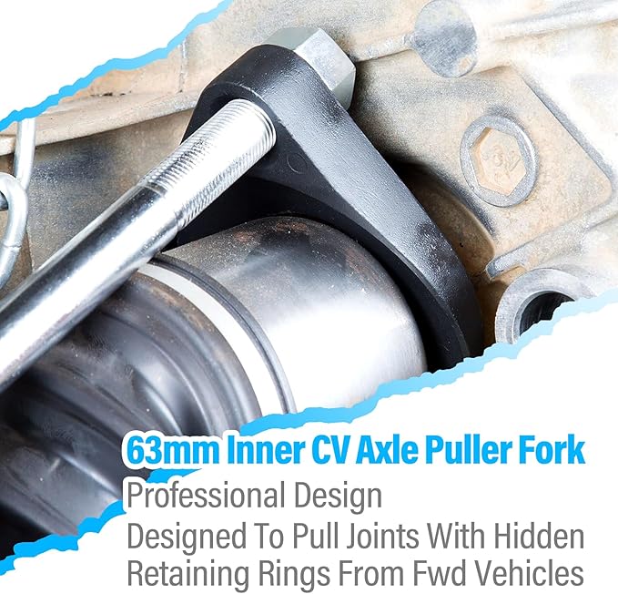 63mm Inner CV Axle Puller Removal Tool with Nut, Front Wheel Drive Axle Pulley Attachment, CV Joint Fork Adapter Fits Slide Hammers with 5/8"-18 Threads, CV Joint Axle Removing Tool