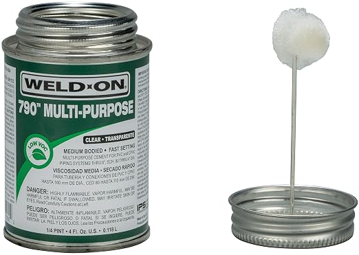 Weld-On 10260 790 Multi-Purpose Medium-Bodied High Strength Solvent Cement - Fast-Setting and Low-VOC, Light Amber, 1/4 Pint (4 fl oz)