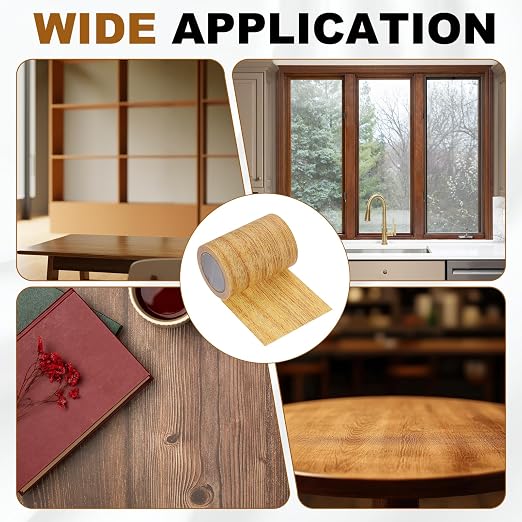 uxcell Wood Grain Repair Tape, 3.1" x 15ft Self Adhesive Wood Grain Colored Duct Tape Waterproof Repair Patch for Furniture Floor Scratch Fix, Baseboards, DIY Decor, Golden Oak