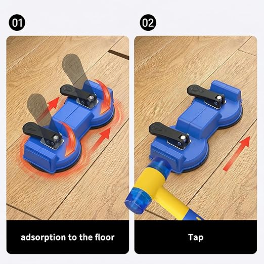 Floor Gap Fixer Tool, Double-Head Vacuum Suction Cup Repair Tool, Durable Hammer and 5pcs Sticky Pads, for Laminate, Vinyl, Wood & Tile Flooring