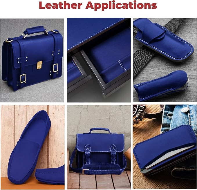 ELW Crazy Horse Leather 5-6 OZ (2-2.4mm) | Blue | Pre-Cut 2.5-4 SQ FT 2PCS | Full Grain Cowhide Handmade Leather for DIY, Crafts, Sheaths, Sewing, Workshop