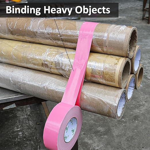 BOMEI PACK Pink Duct Tape, Heavy Duty Strong Waterproof Industrial Color Duct Tape 9.0mil x 1.88inch x 60yds for Packing and Repairing