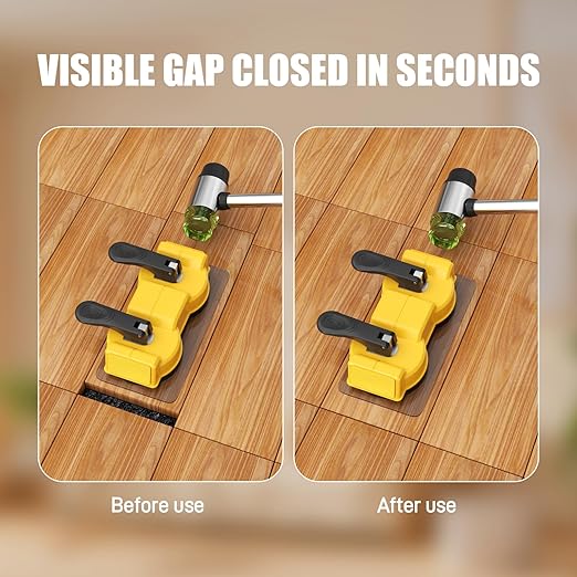 Floor Gap Fixer Tool Kit, Dual Head Double Suction Cups with Mallet & 4 Pads for Laminate Vinyl Hardwood Floor Installation Repair Tile, 2 Way Striking Design for Tight Spaces