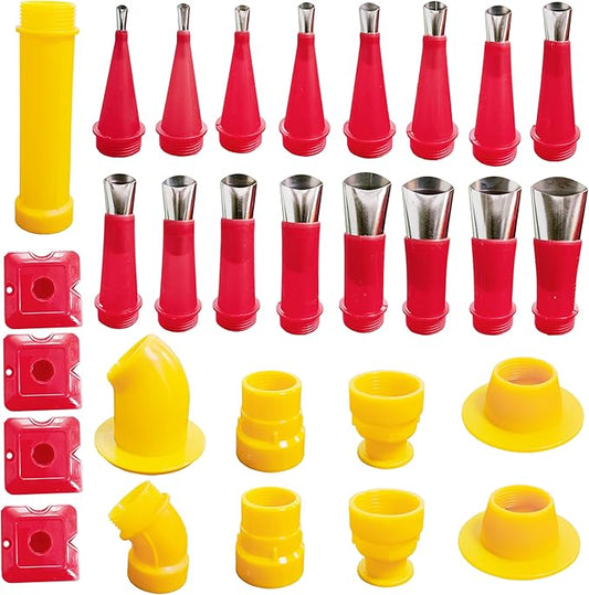29PCS Universal Integrated Rubber Nozzle Tool Kit,Caulking Tips Caulking Nozzles for Sausage Caulking Guns and Hard Glue Guns Durable Stainless Steel Caulking Nozzles