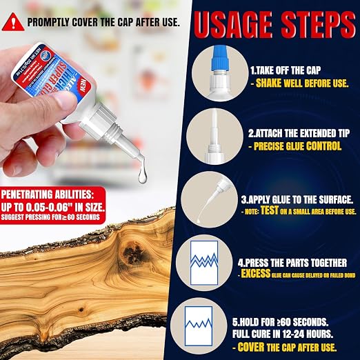 20g Thick CA Glue (3000 CPS), Instant Clear Cyanoacrylate Glue for Wood, Glass, Metal, Paper, Leather, Plastic, Ceramic, Rubber, Jewelry, Woodworking, Hobby Models, and Craft Project