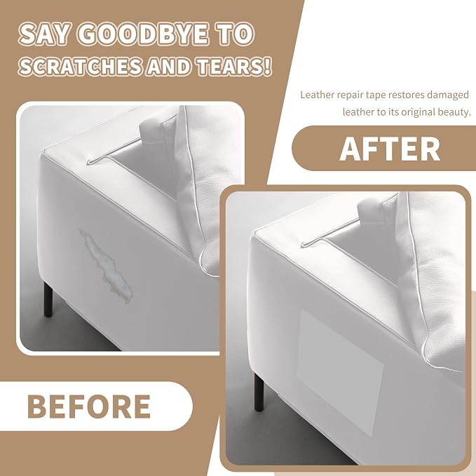 Leather Repair Patch,Self-Adhesive Leather,17X79inch,Self-Adhesive Waterproof,Scratch Resistant,DIY Large Patch for Sofas,Furniture,cabinets,Walls,Motorcycle Seats,car Seats (Off-White)