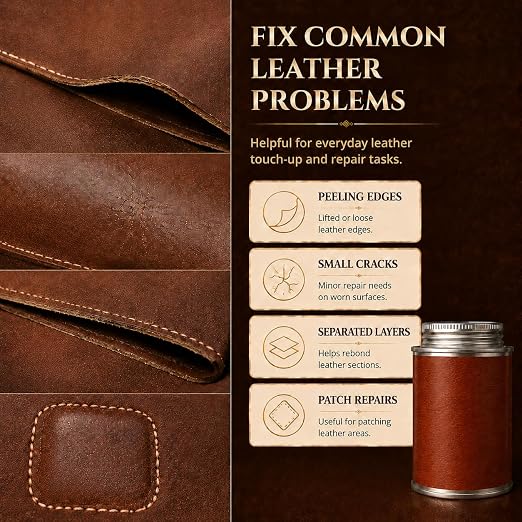Leather Glue, 5.29 oz Leather Adhesive for Shoes, Bags, Sofas, Upholstery, Patches, Crafts and DIY Repairs, Clear Flexible Repair Glue for Leather, Faux Leather, Fabric, Rubber and More