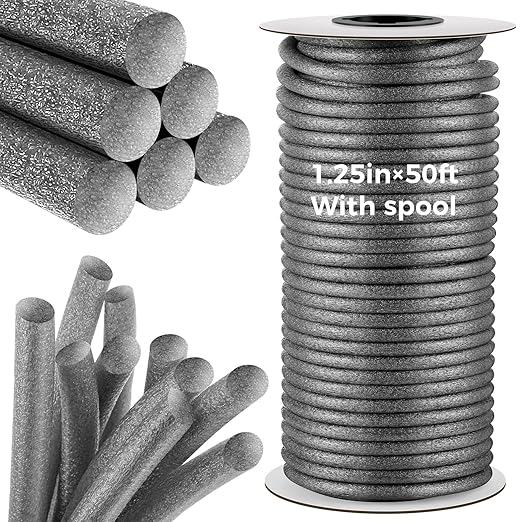 MotiMind 1.25 Inch x 50 ft Foam Backer Rod for Gaps Joints Concrete Crack Filler Caulk Saver Bulk Foam Backing Rod Concrete Filler Rope for Weather Stripping Door Seal (Gray)