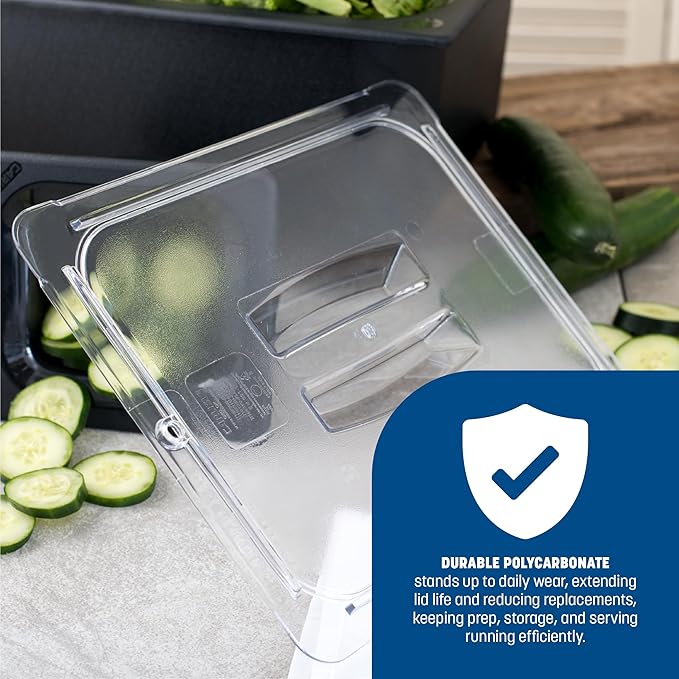 Carlisle FoodService Products Storplus 1/2-Size Food Pan Lid for Catering, Buffets, and Restaurants, Polycarbonate, 12.75 x 10.38 Inches, Clear