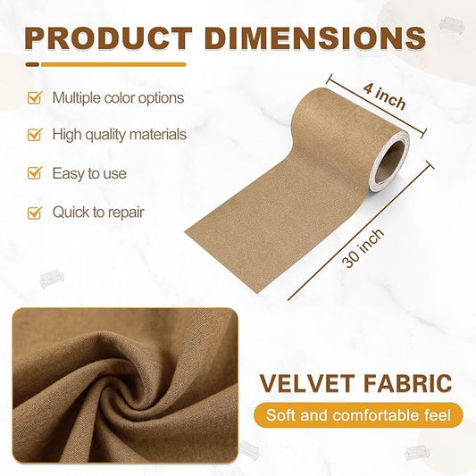 Velvet Repair Patch, Self-Adhesive Flannel Fabric Patch, Multi Colors, Microfiber Patch，Can be Used to Patch Sofas, Car Seats, Handbags, Jacket Holes and Tears (Light Brown)
