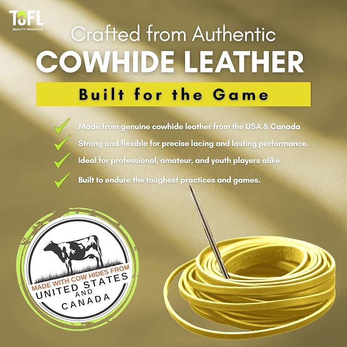 TOFL Softball and Baseball Glove Lace Kit | Mitt Lace Glove Repair Lacing Kit | 2 Leather Laces with Lacing Needle for Catchers Glove