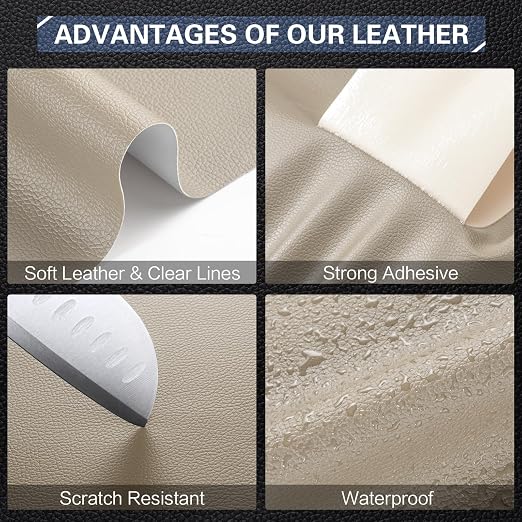 Leather Repair Kit for Furniture 4"x 63" Leather Tape Repair Patch Self Adhesive Sofa Vinyl Repair Patch Kit for Car Seat,Couch,Boat Seat,Chair - Ivory Gray