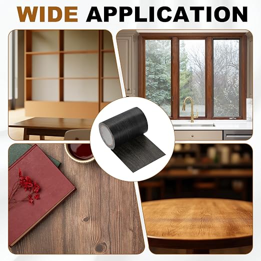 uxcell Wood Grain Repair Tape, 3.1" x 15ft Self Adhesive Wood Grain Colored Duct Tape Waterproof Repair Patch for Furniture Floor Scratch Fix, Baseboards, DIY Decor, Ebony Black