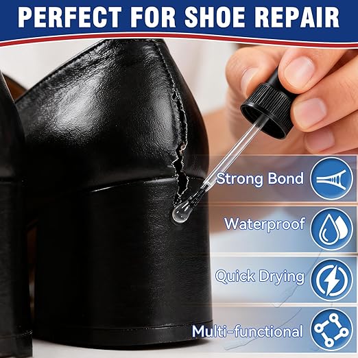 Shoe Glue, 30 g Clear Super Glue for Shoe Repair, Fast Curing & Waterproof Adhesive for Repairing Boots, Sneakers, Heels, Hiking Shoes, Leather Handbags and More