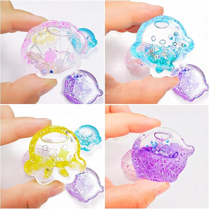 Resin Shaker Molds Set Sea Animals Keychain Charms Pack of 8 Epoxy Silicone Trays Precision Tip Applicator Bottle Kit Bundle