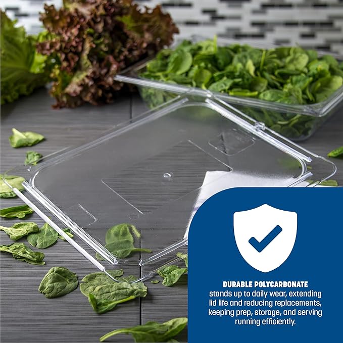 Carlisle FoodService Products StorPlus Flat Lid, Cover for Half Size Food Pans, 12.75" x 10.375", 1 Count, Clear