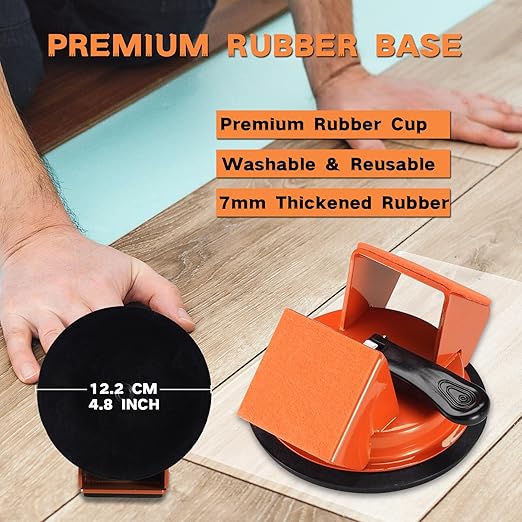 REXBETI Floor Gap Fixer Tool, Plank Gap Repair Kit, Heavy Duty Suction Cup Laminate Flooring Tool, Double 45° Widened Striking Face, 10pcs Sticky Pads for Fixer Laminate/Vinyl Flooring/Hardwood