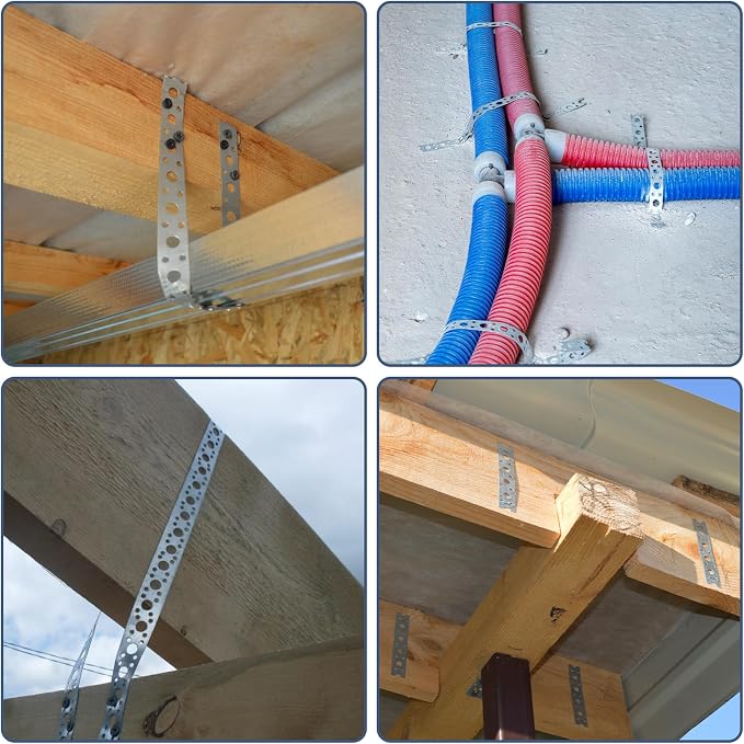 Galvanized Metal Pipe Strap 1-Inch x 33FT 0.6mm Thickness for Pipe Support Pipe Hanger Strap Metal Strapping with Holes