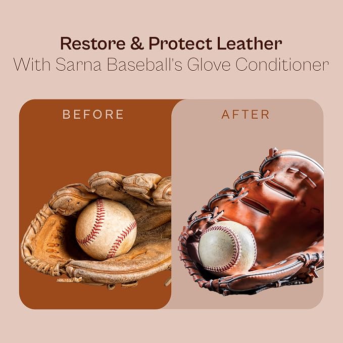 SARNA BASEBALL Glove Conditioner, Liquid, 8 Oz – Water-Based, Non-Darkening, No Sticky Residue – Glove Conditioner for Mitts, Baseball & Softball Gear Made in USA