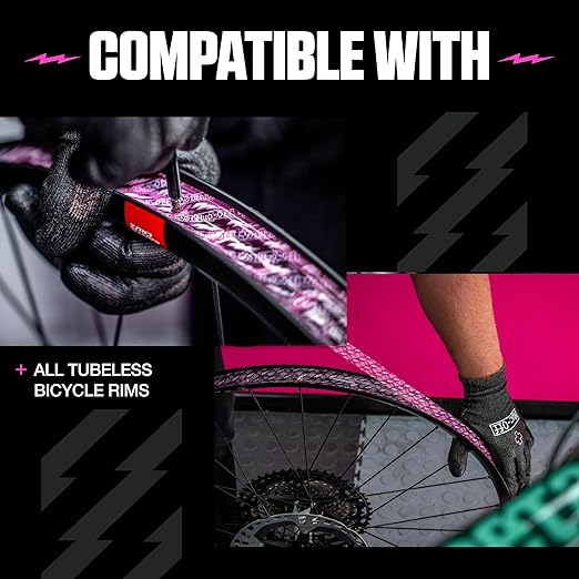 Muc-Off Tubeless Rim Tape, 25mm - Adhesive Bike Tire Liner, Tubeless Tape for MTB/Road/Gravel Bikes - Tubeless Kit Including 10m Roll of Bike Tape