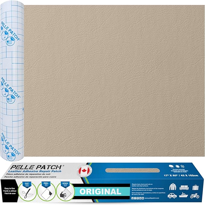 Leather and Vinyl Repair Patch - 25 Colors Available - Original 17x60 - Cream